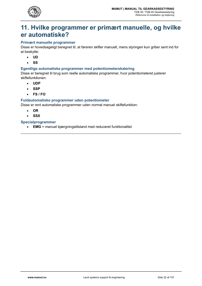 MAMUT TGB Manual page 22