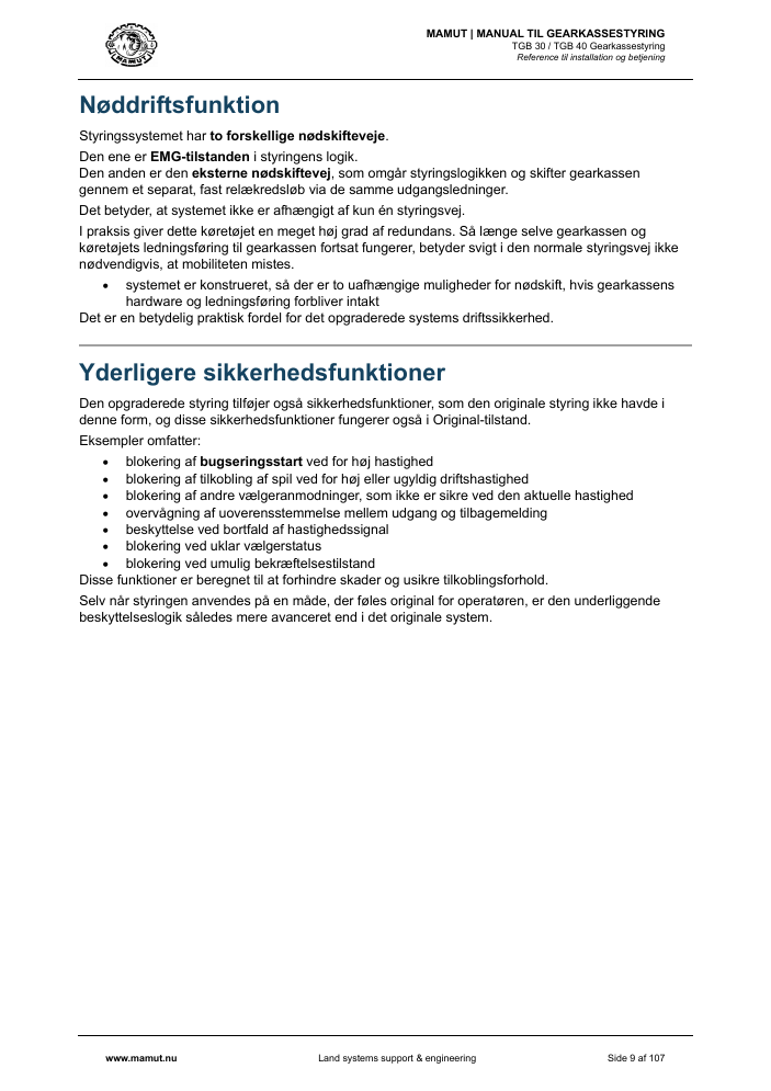 MAMUT TGB Manual page 9