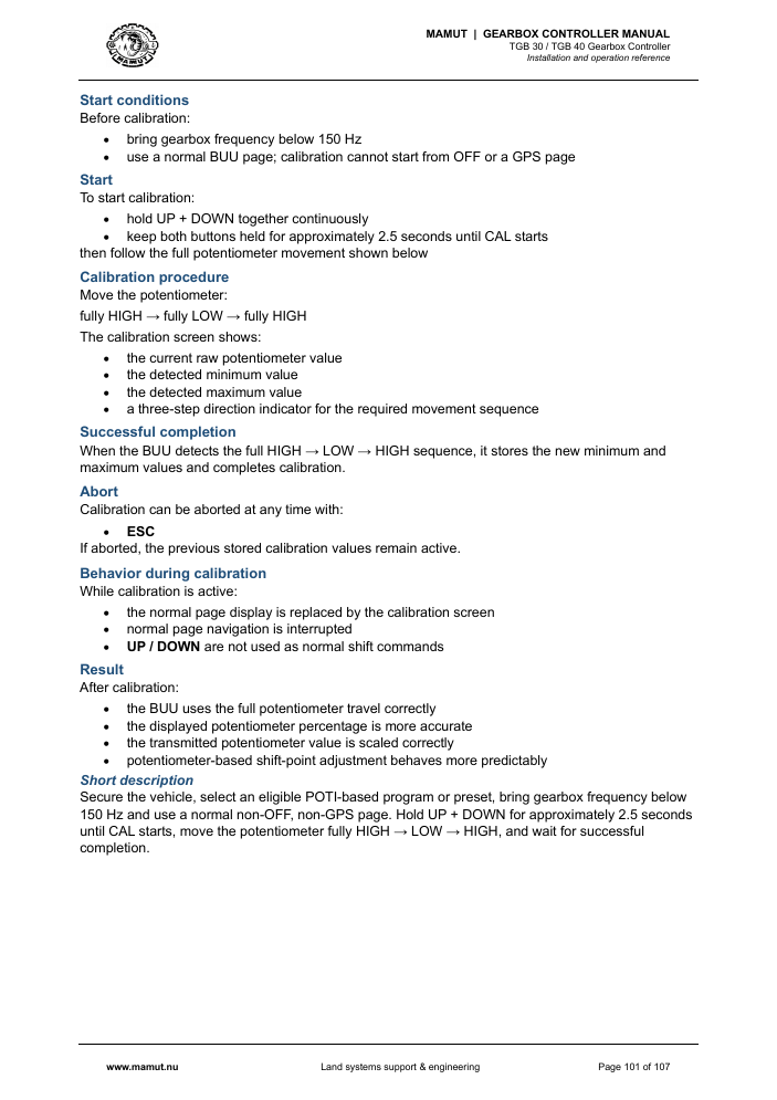 MAMUT TGB Manual page 101