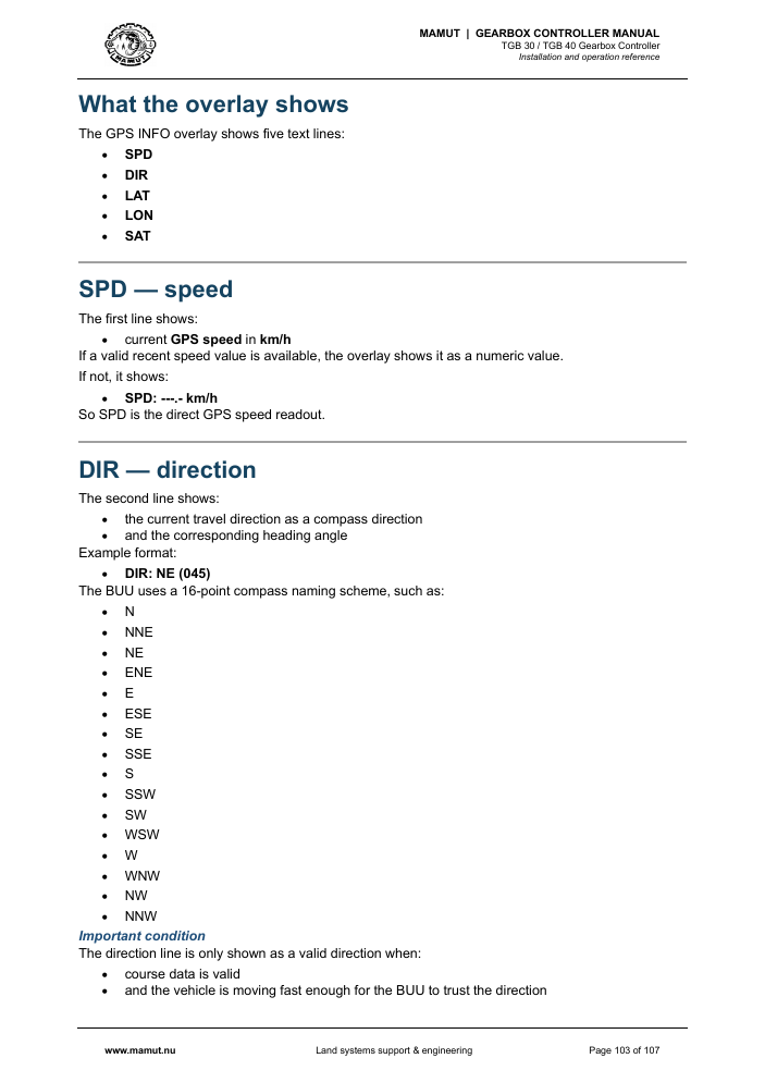 MAMUT TGB Manual page 103