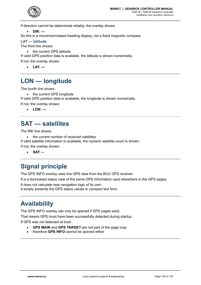 MAMUT TGB Manual page 104