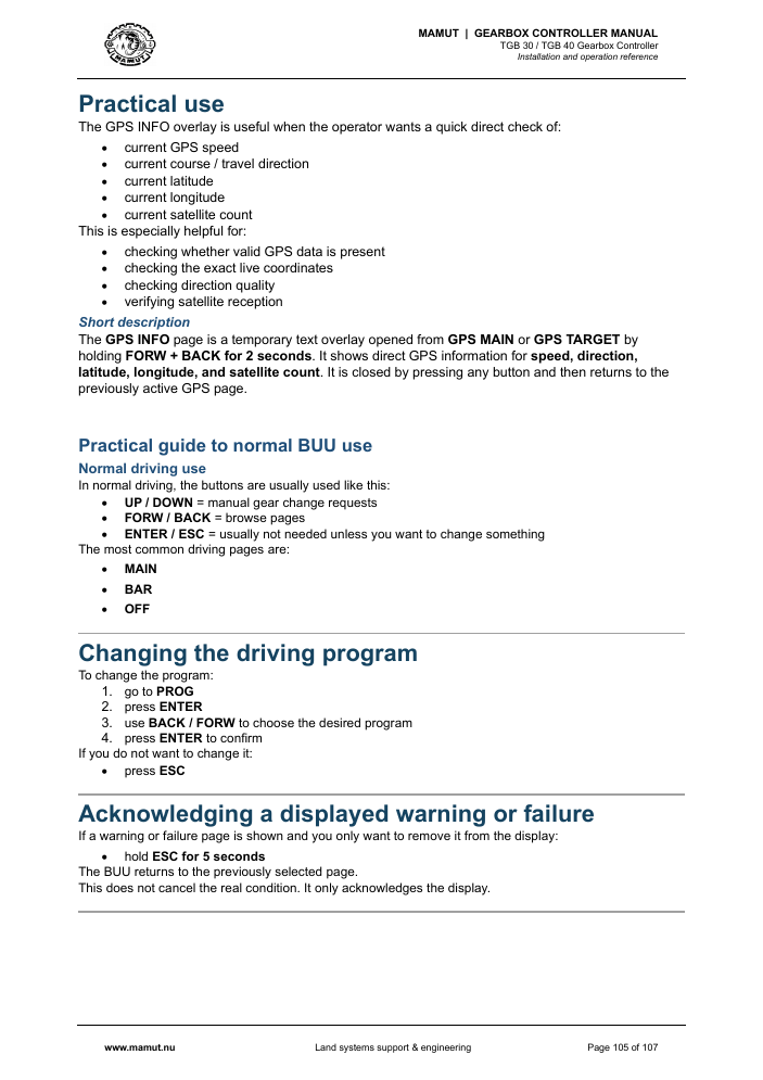 MAMUT TGB Manual page 105