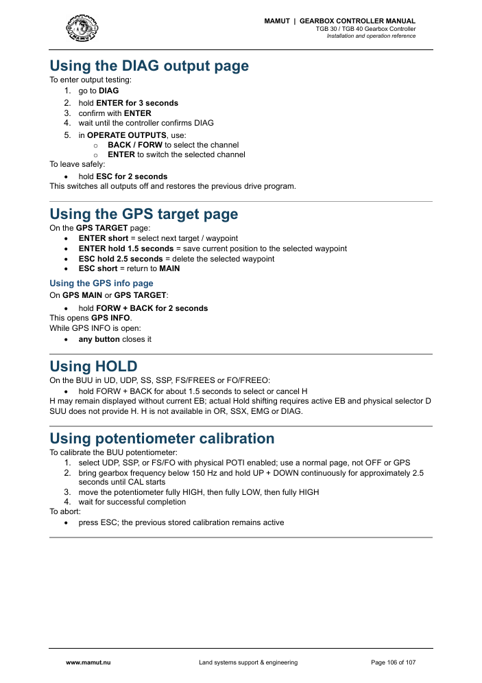 MAMUT TGB Manual page 106