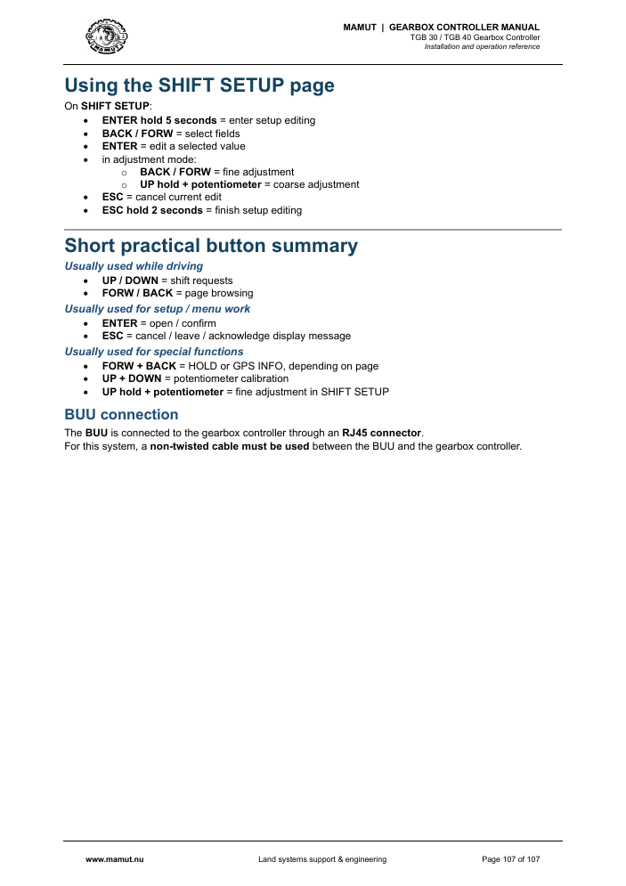 MAMUT TGB Manual page 107