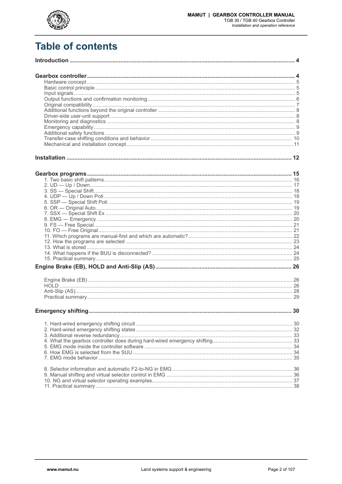 MAMUT TGB Manual page 2