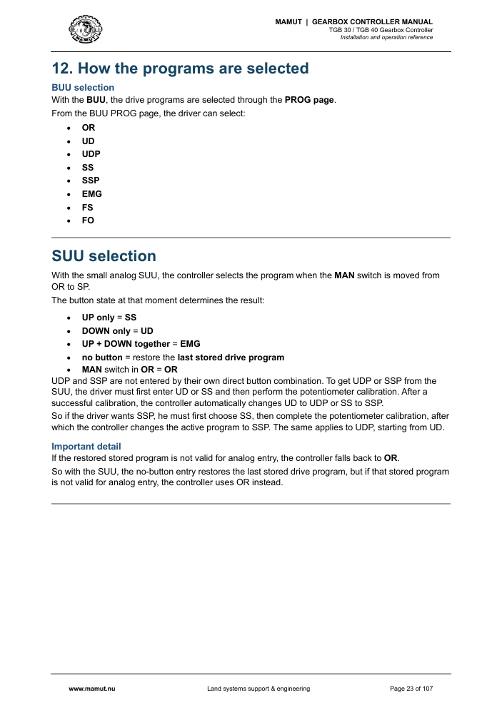 MAMUT TGB Manual page 23