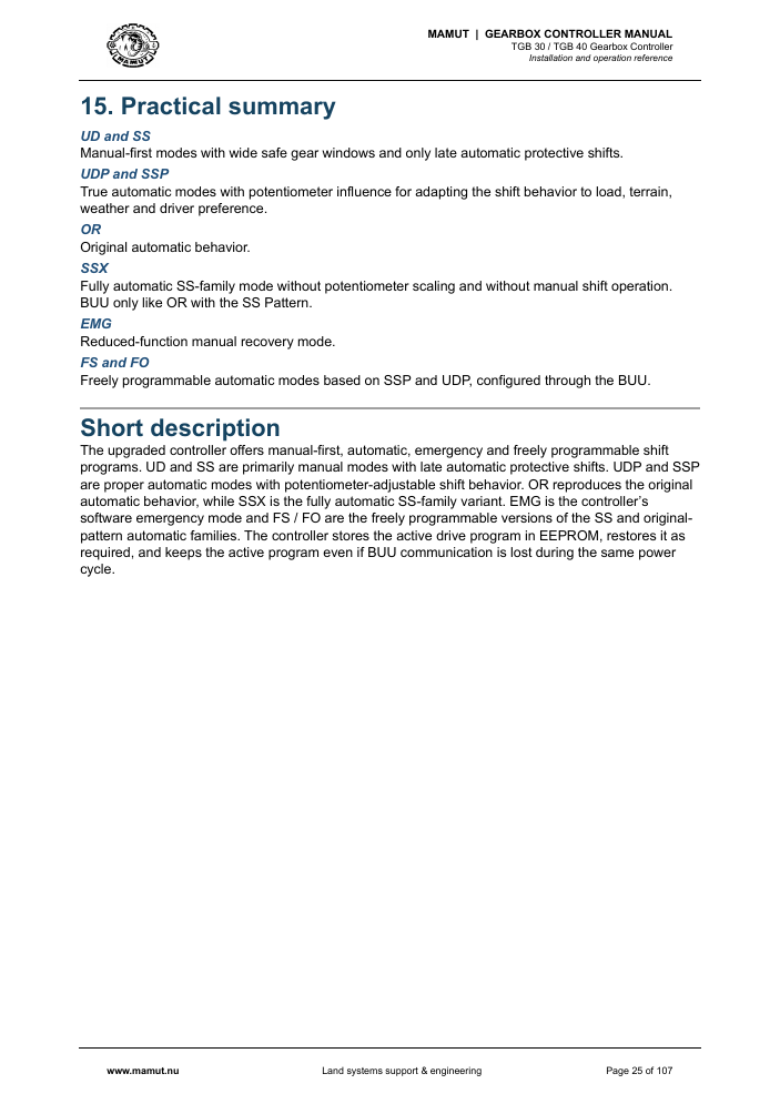 MAMUT TGB Manual page 25