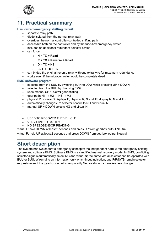 MAMUT TGB Manual page 38