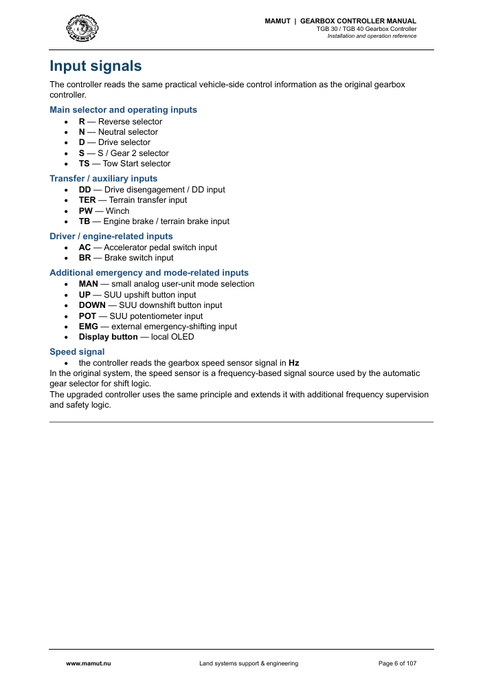 MAMUT TGB Manual page 6