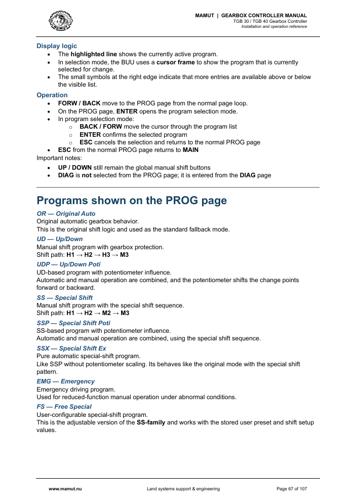 MAMUT TGB Manual page 67