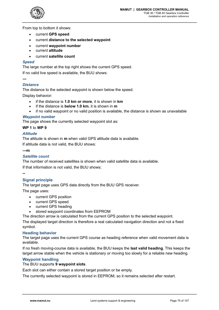 MAMUT TGB Manual page 75