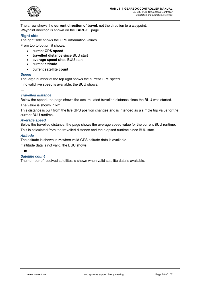 MAMUT TGB Manual page 78