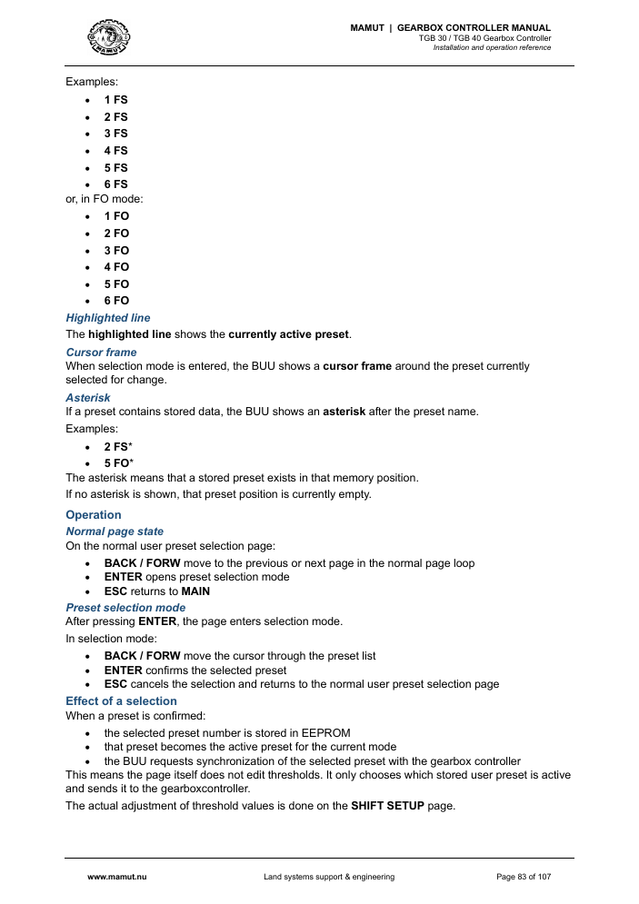 MAMUT TGB Manual page 83