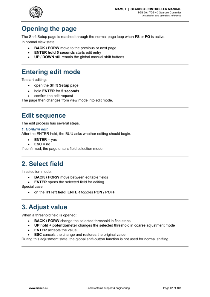 MAMUT TGB Manual page 87