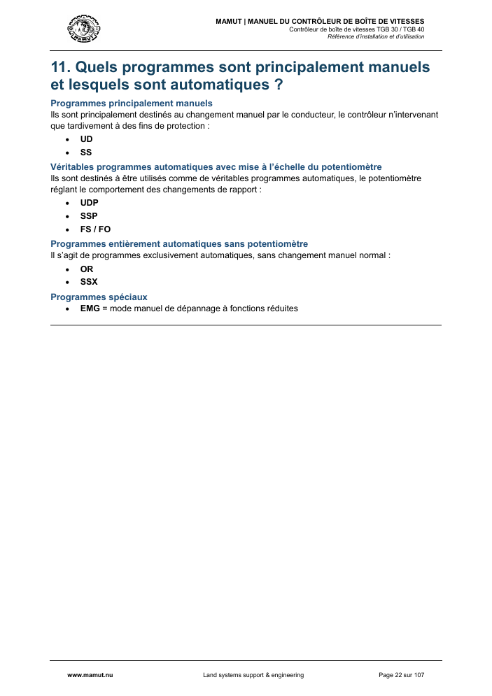 MAMUT TGB Manual page 22
