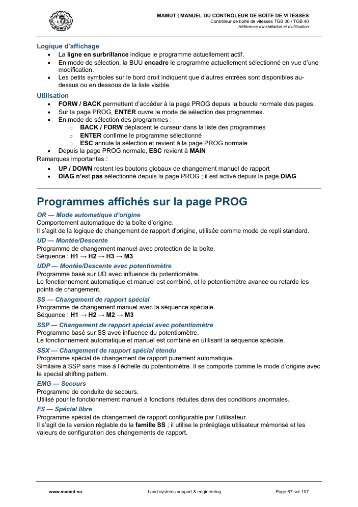 MAMUT TGB Manual page 67