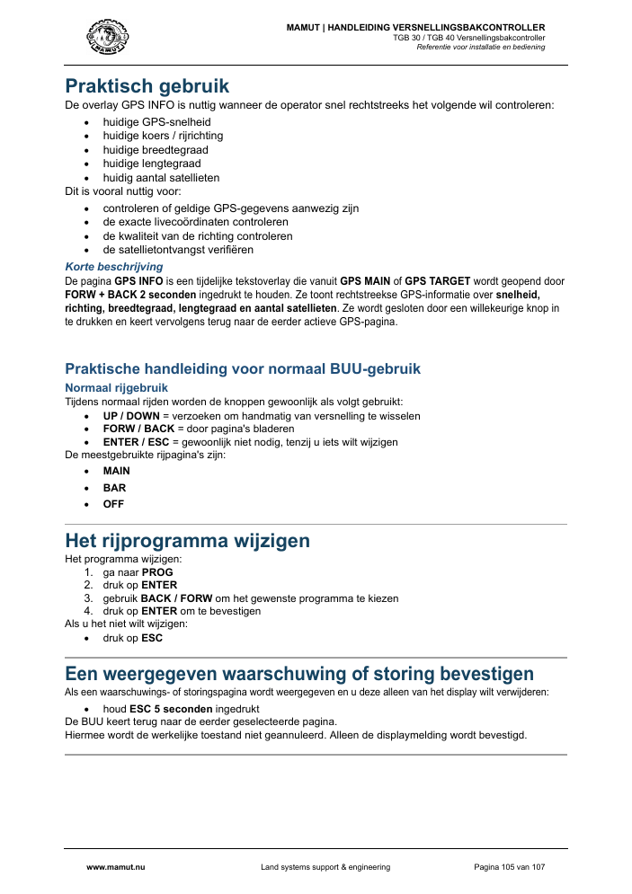 MAMUT TGB Manual page 105