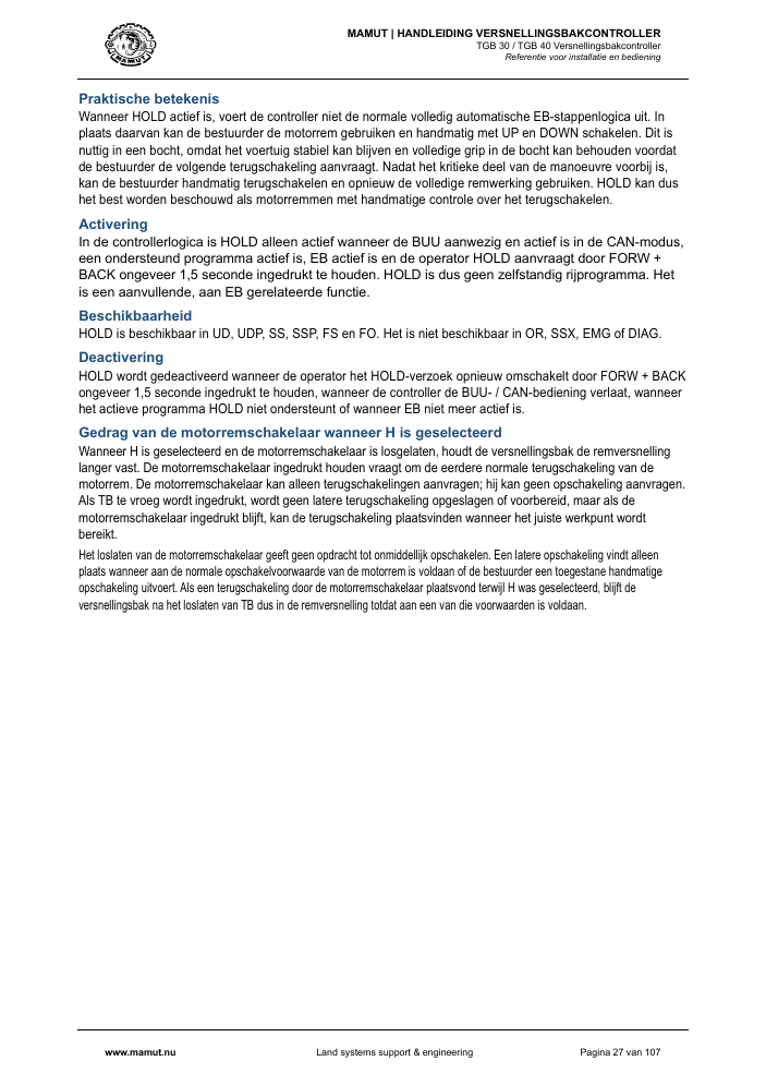 MAMUT TGB Manual page 27