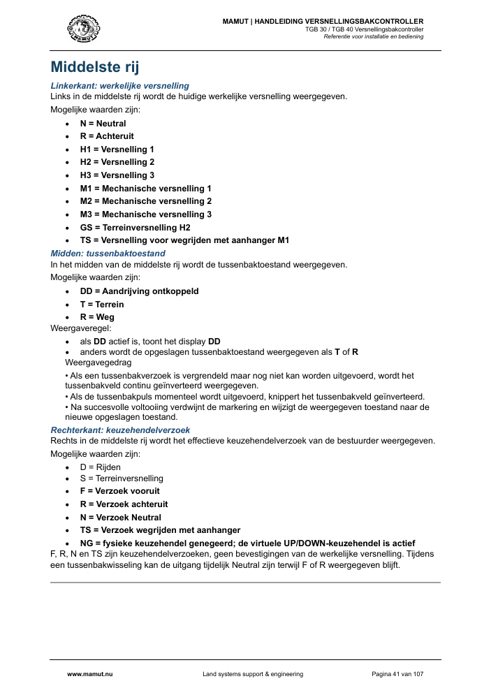 MAMUT TGB Manual page 41