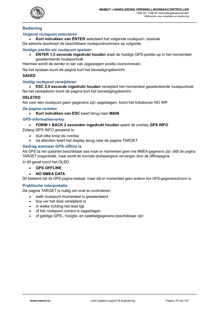 MAMUT TGB Manual page 76