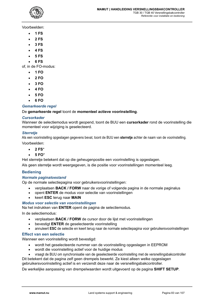 MAMUT TGB Manual page 83