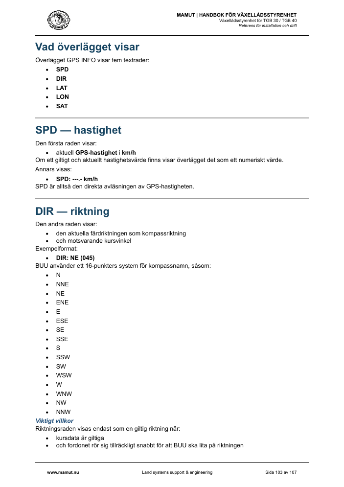MAMUT TGB Manual page 103