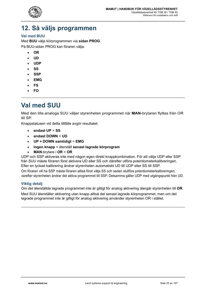 MAMUT TGB Manual page 23