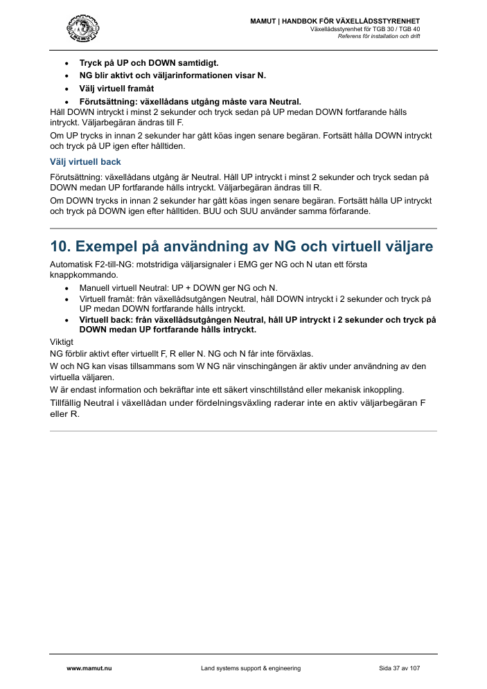 MAMUT TGB Manual page 37