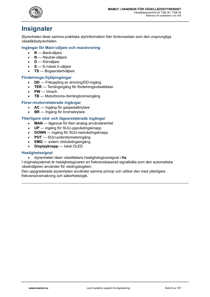 MAMUT TGB Manual page 6