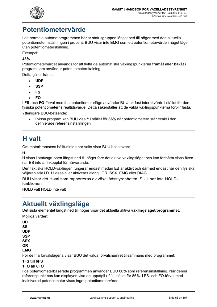 MAMUT TGB Manual page 65