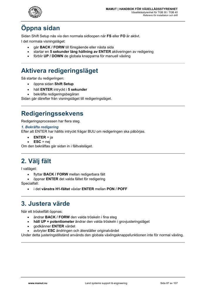 MAMUT TGB Manual page 87