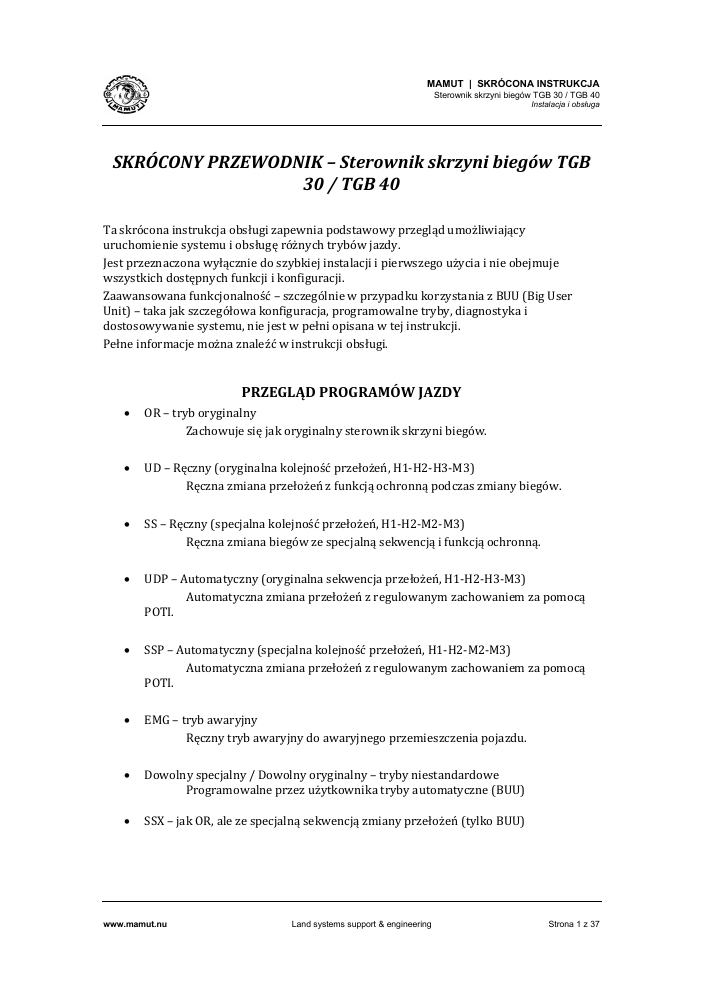 TGB Quick Start Guide page 1
